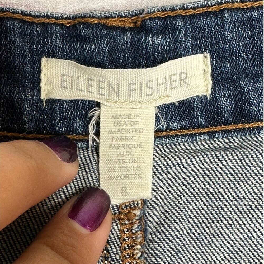 Eileen Fisher Organic Cotton Straight Cropped Cut Raw Hem Denim Jeans Size 8 - Picture 7 of 8